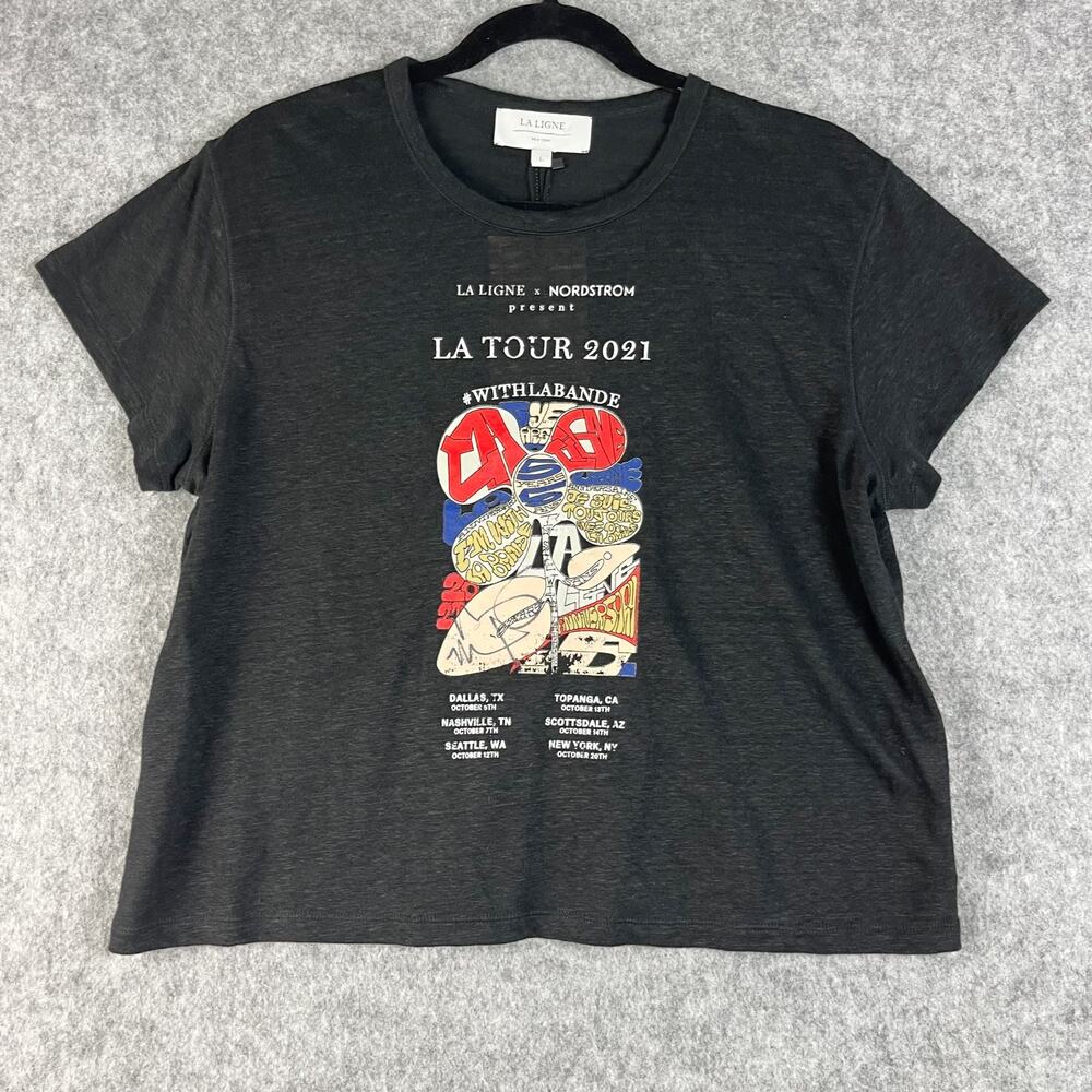 La Ligne Rickie Linen T Shirt Womens Large La Tour Nordstrom Graphic Tee NWT